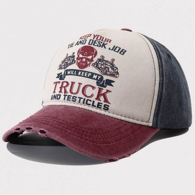 Peaked Hard Top Summer Letter Printing Stylish Baseball Cap Wine Red Brim Green Hat Body Adjustable MuddyStock