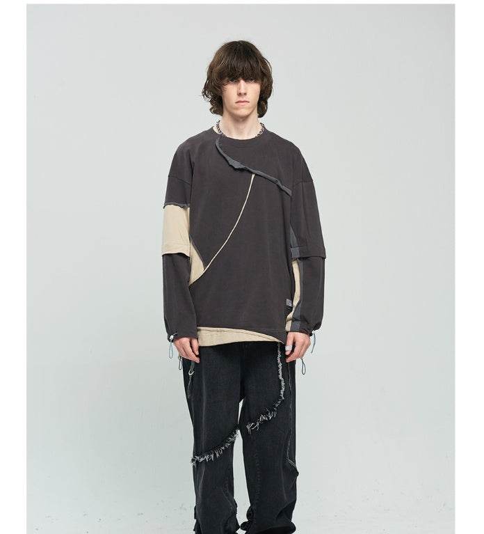 Contrasting color long-sleeve hooded sweatshirt For Men MuddyStock