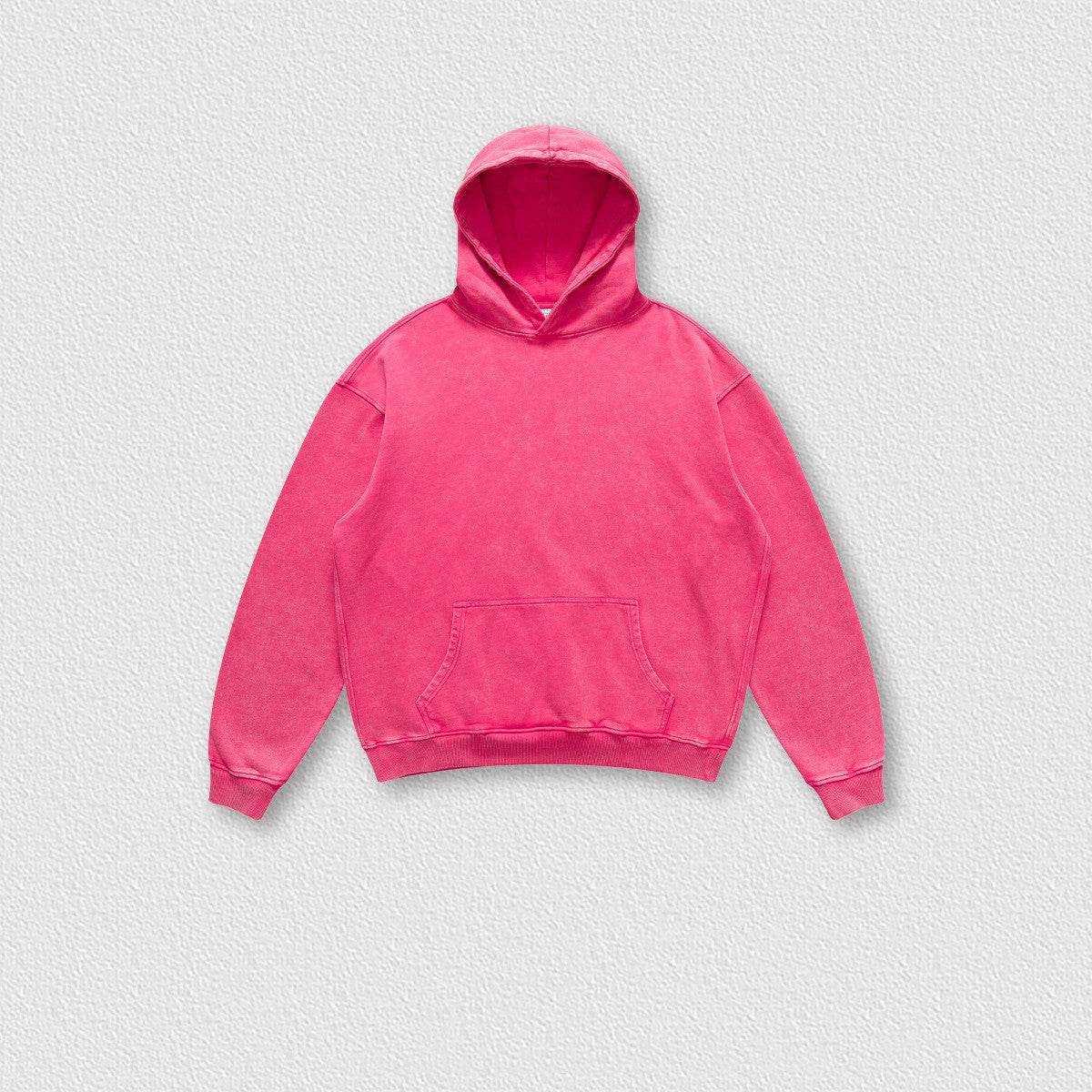 Men's Fashion Simple Washed Old Hooded Terry Sweater Rose MuddyStock