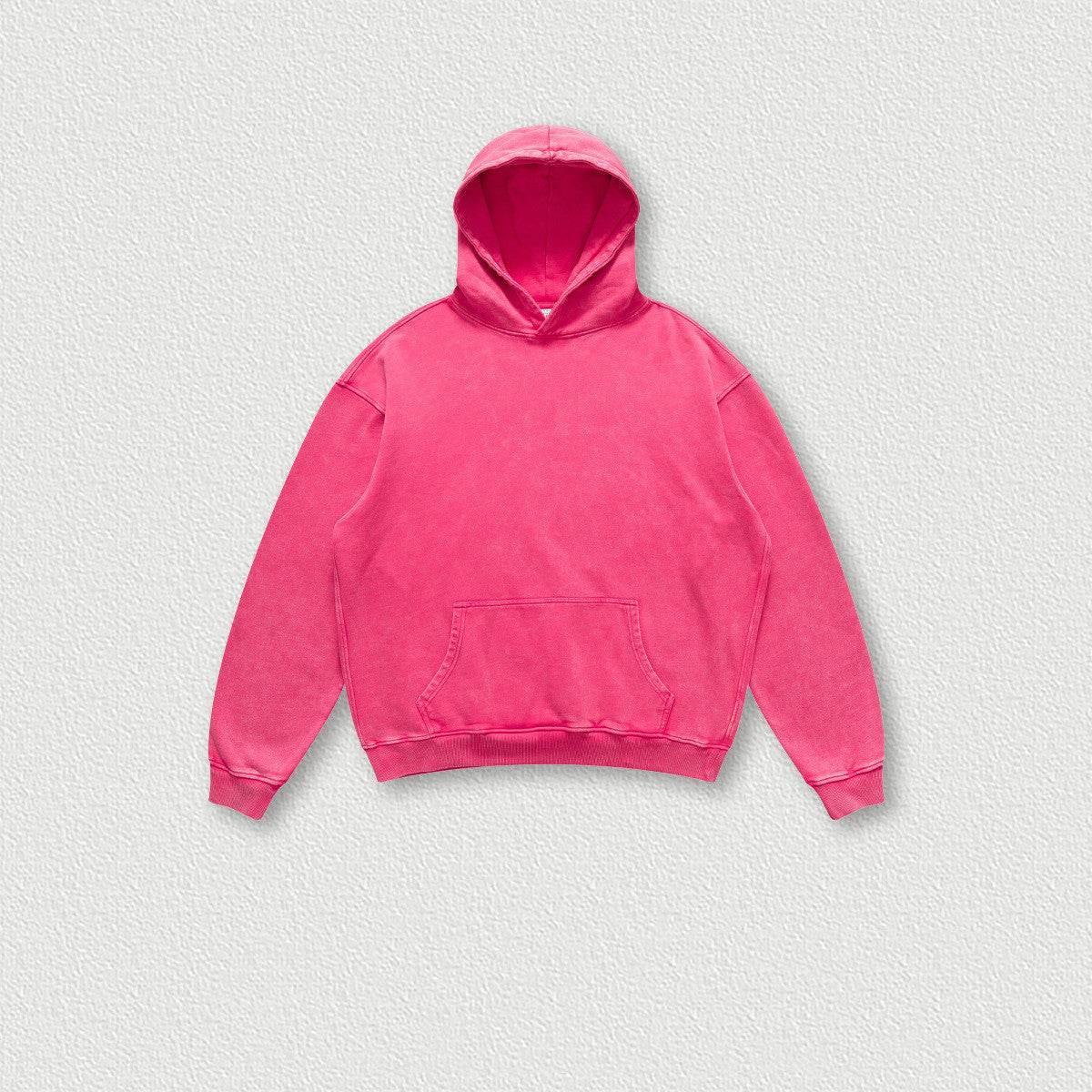 Men's Fashion Simple Washed Old Hooded Terry Sweater Rose MuddyStock