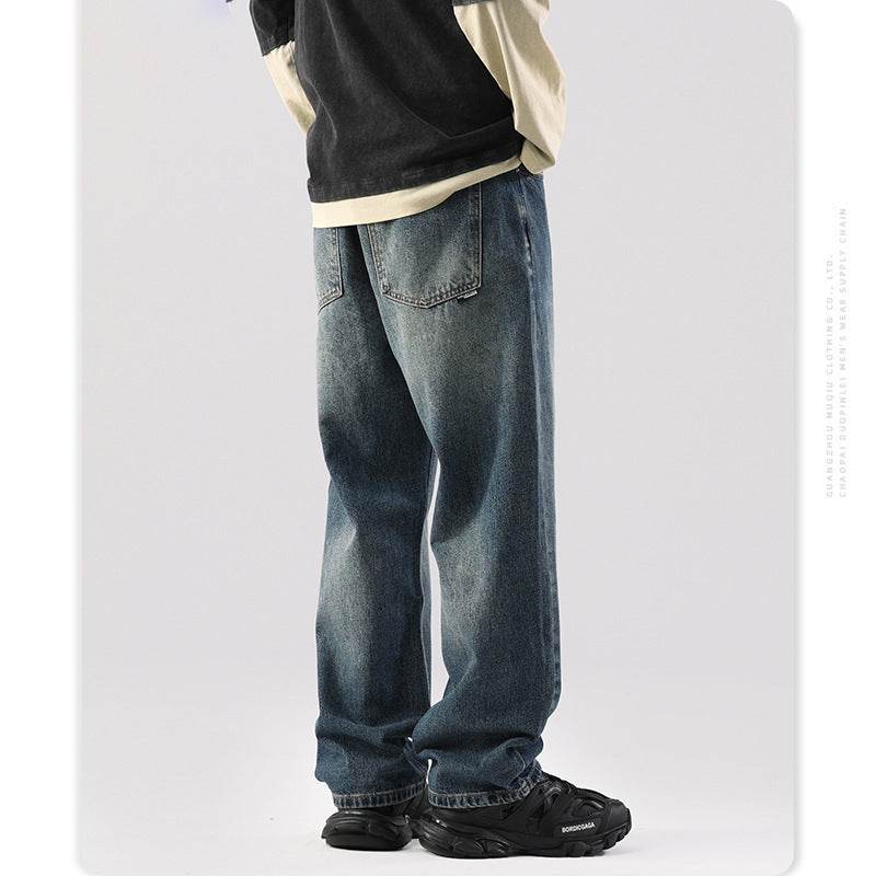T Vintage Jeans Men's Draping Versatile Japanese Style Large Size Wide-leg Trousers MuddyStock