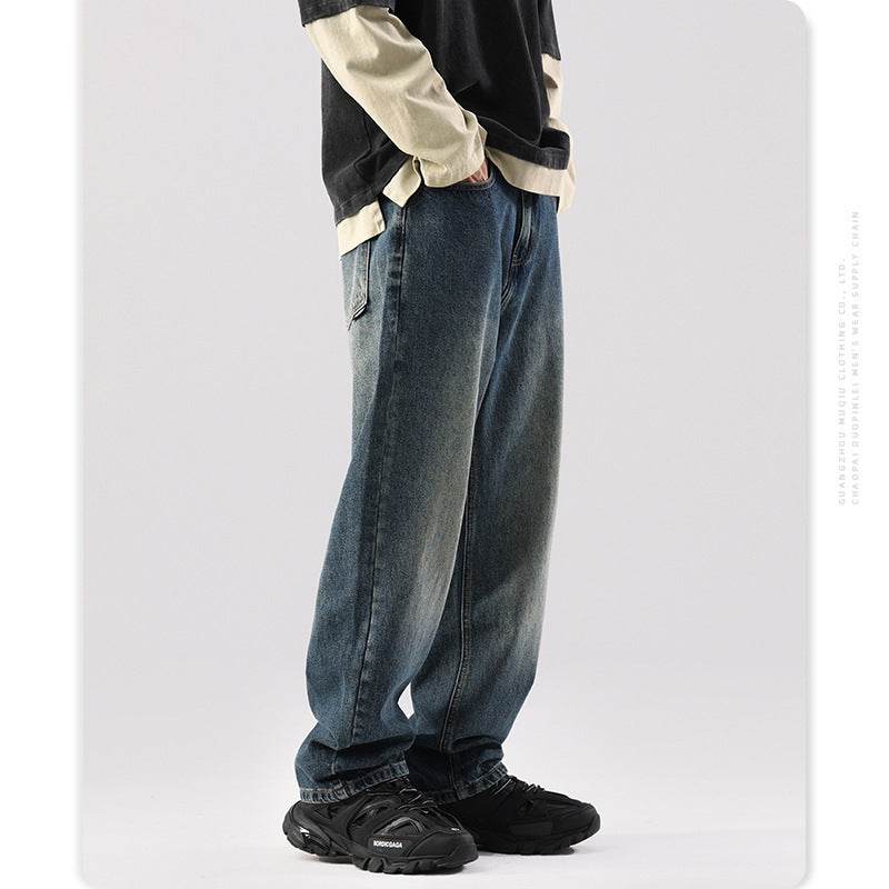 T Vintage Jeans Men's Draping Versatile Japanese Style Large Size Wide-leg Trousers MuddyStock
