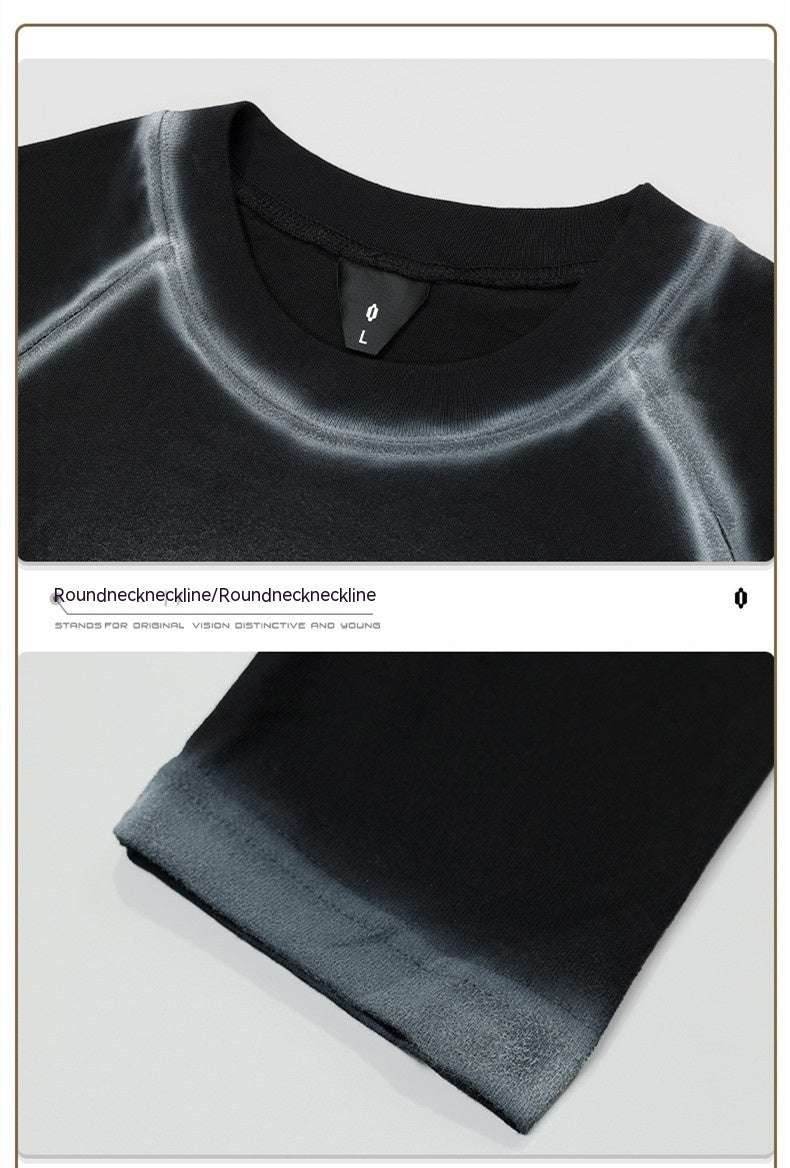 Retro Goth Spray Painting Loose Round Neck Pure Cotton Tops For Women MuddyStock