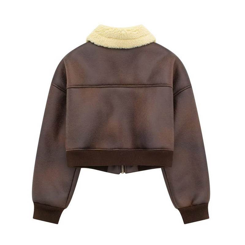 Thickened Lapel Double-sided Pilot Short Jacket For Women MuddyStock