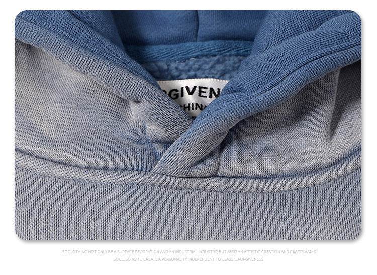 Gradient Two Colors Distressed Hooded Sweater For Men MuddyStock