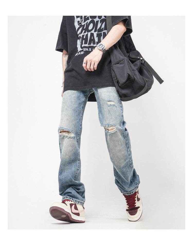 American Style Loose Men's And Women's Ripped Jeans MuddyStock