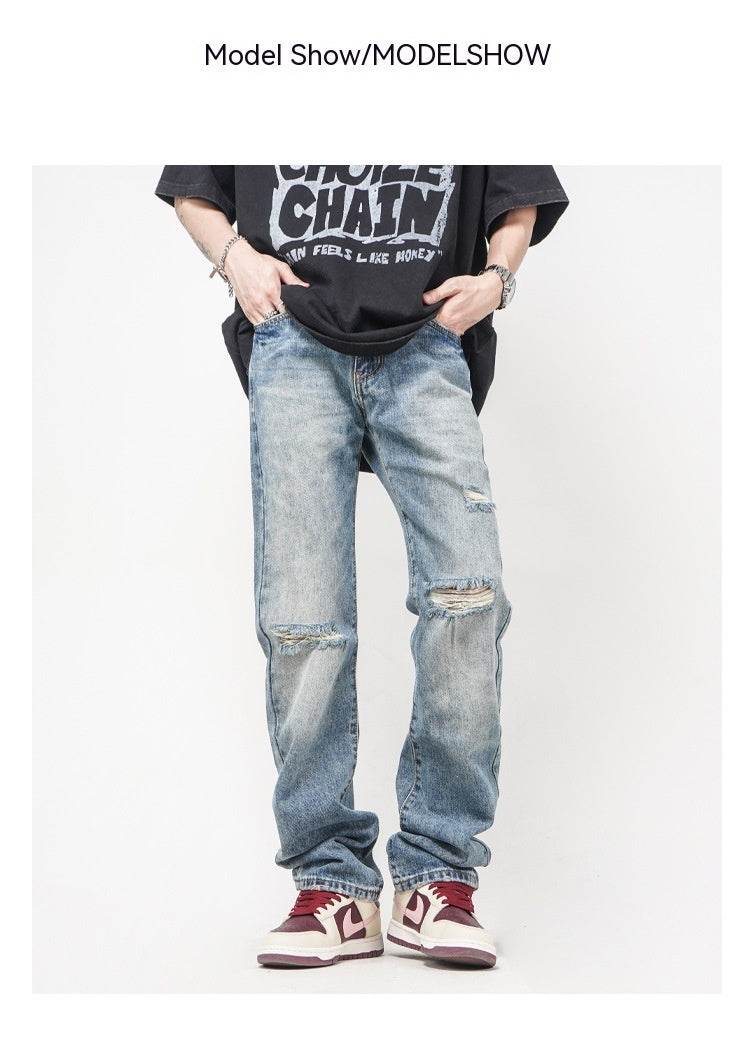 American Style Loose Men's And Women's Ripped Jeans MuddyStock