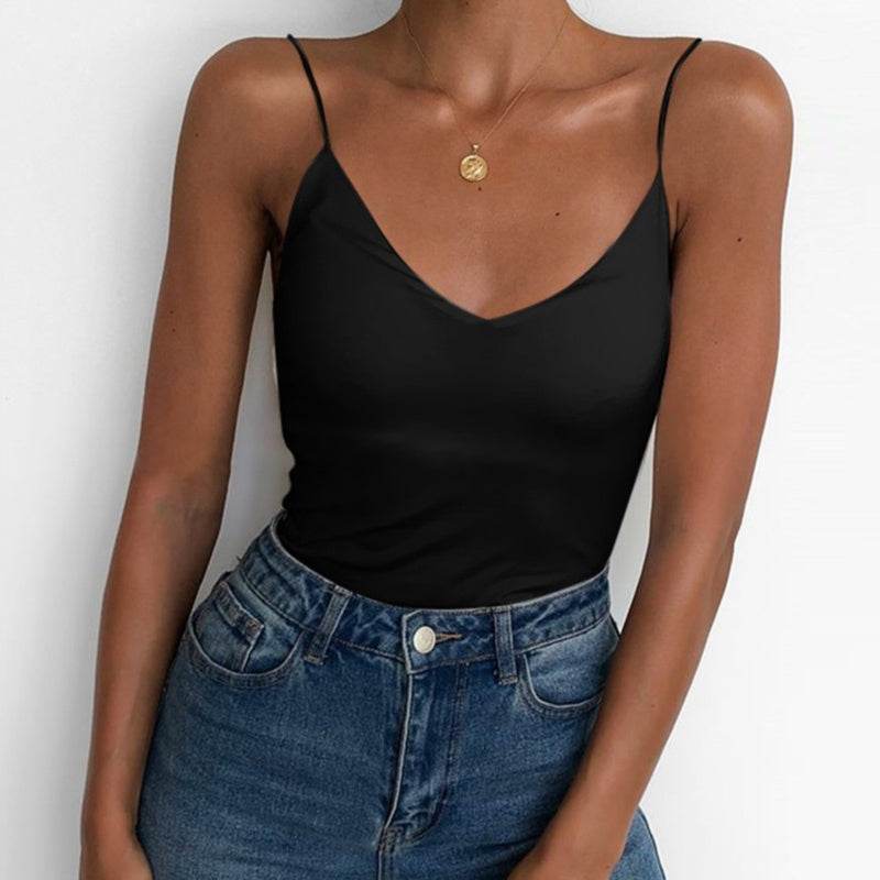 Satin Women Thin Wild Solid Camis Vest Women Tank Tops MuddyStock