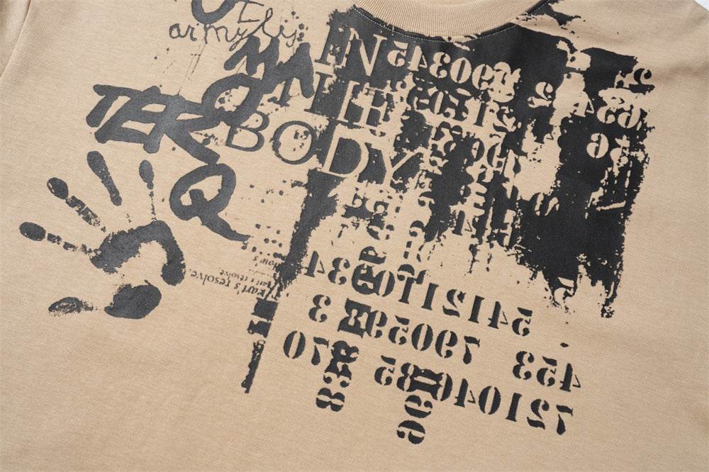 Palm Print Abstract Printing Short Sleeve T-shirt For Men MuddyStock