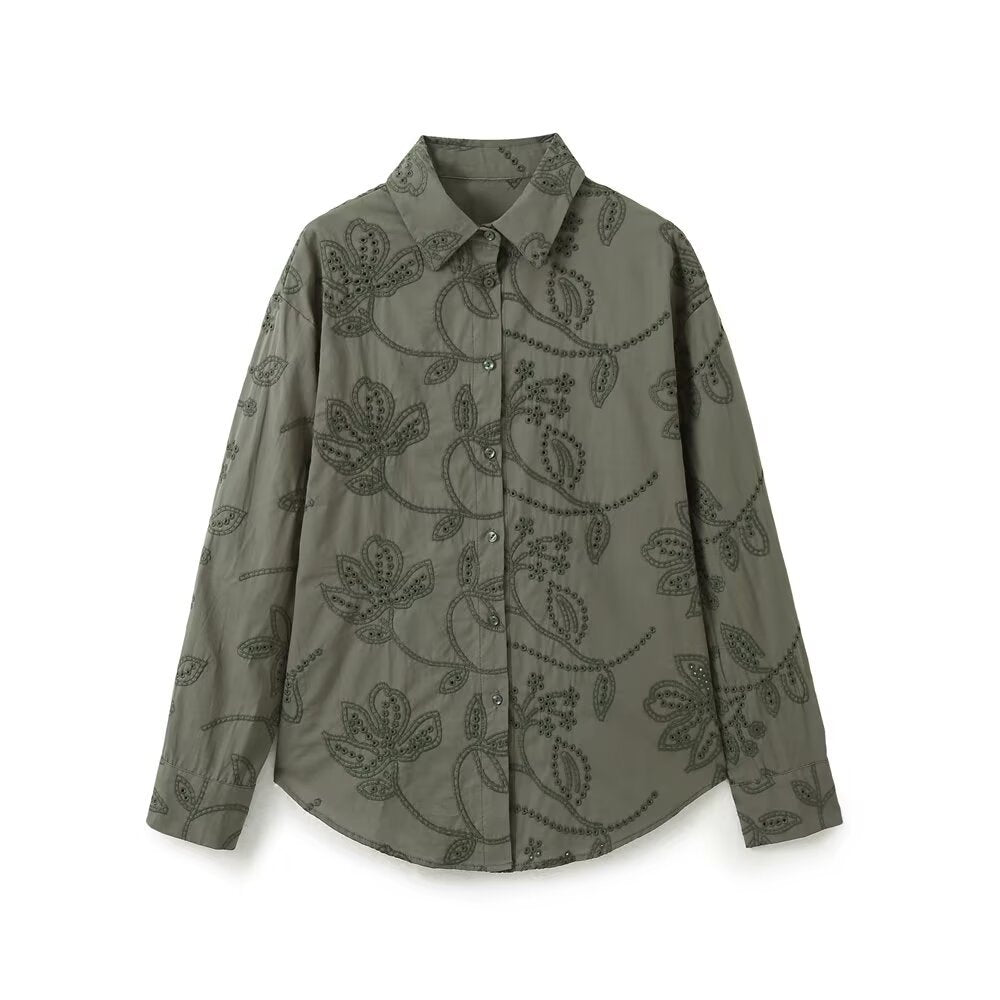 Simple and versatile loose embroidered shirt for women | MuddyStock Originals MuddyStock