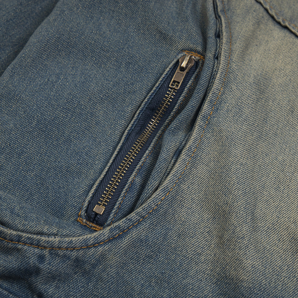 Punk Old Wash Denim Jacket For Men MuddyStock null