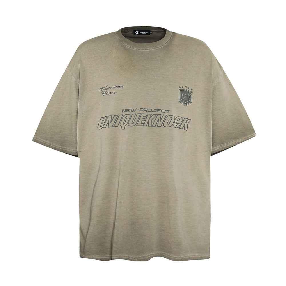 Gradient Tie-dye Casual T-shirt For Men Gray Green null