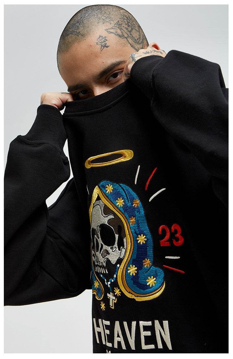 Retro motorcycle skeleton gangster high street sweater For Men MuddyStock