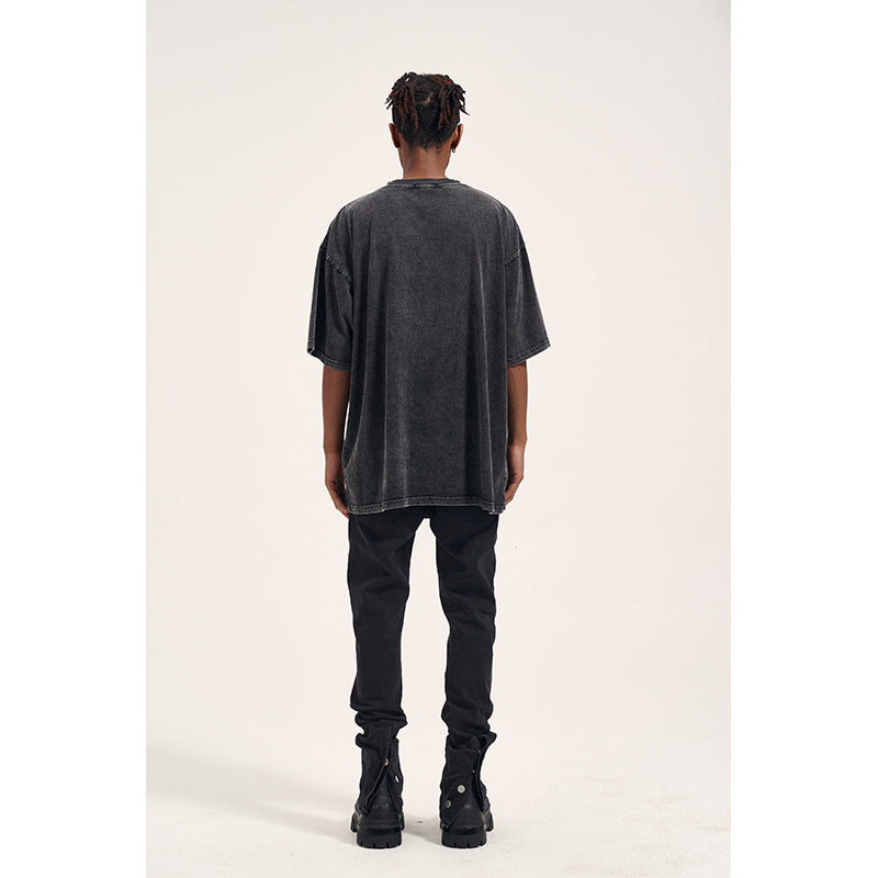 Vintage High Street Washed Old Bone Print Oversized Men's T-Shirt MuddyStock
