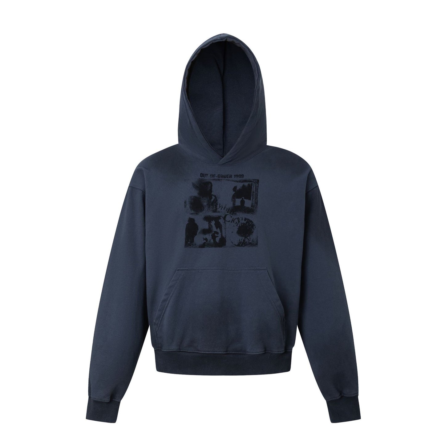 Street Style Unisex Trendy Printed Vintage Look Monkey Spray Design Wide Fit Men's Hoodie Blue eprolo