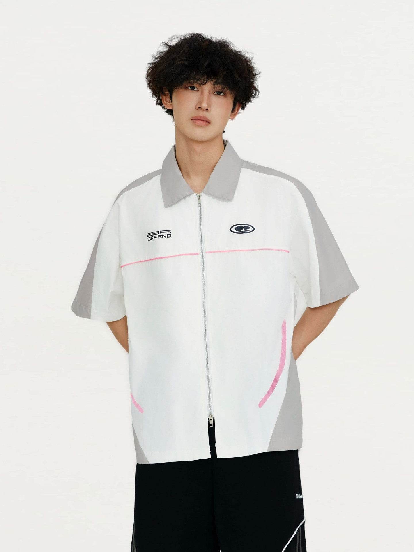 High Street Matching Letters Printing Lapel Short Sleeve Shirt For Men MuddyStock