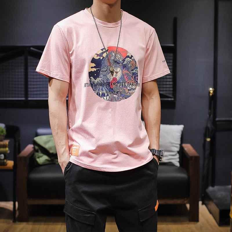Round neck aesthetic t-shirt Pink MuddyStock t