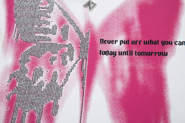 Butterfly Rhinestone Printed Necklace T-shirt For Men And Women MuddyStock