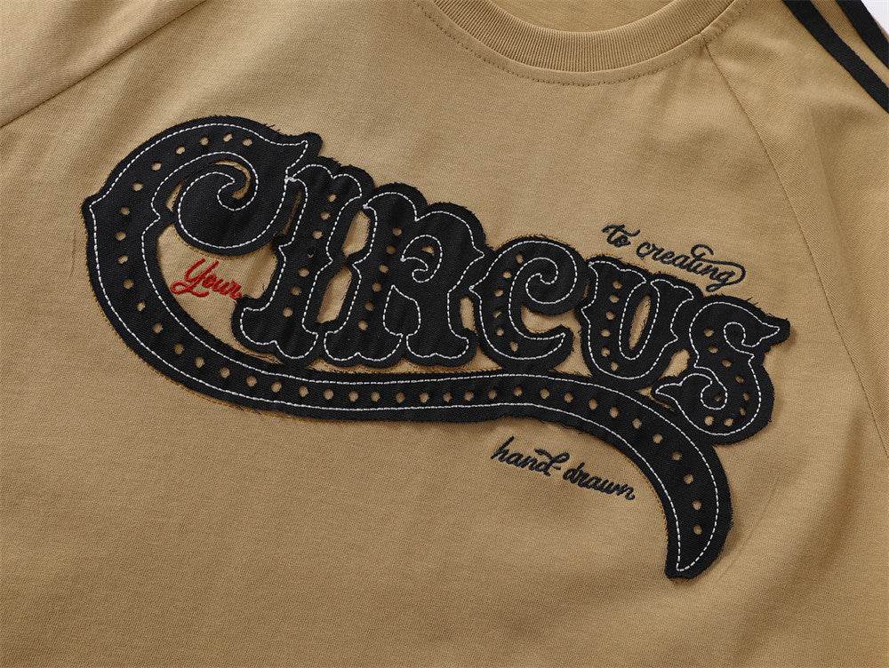 Fashion Letter Patch Embroidered Short Sleeve Men MuddyStock
