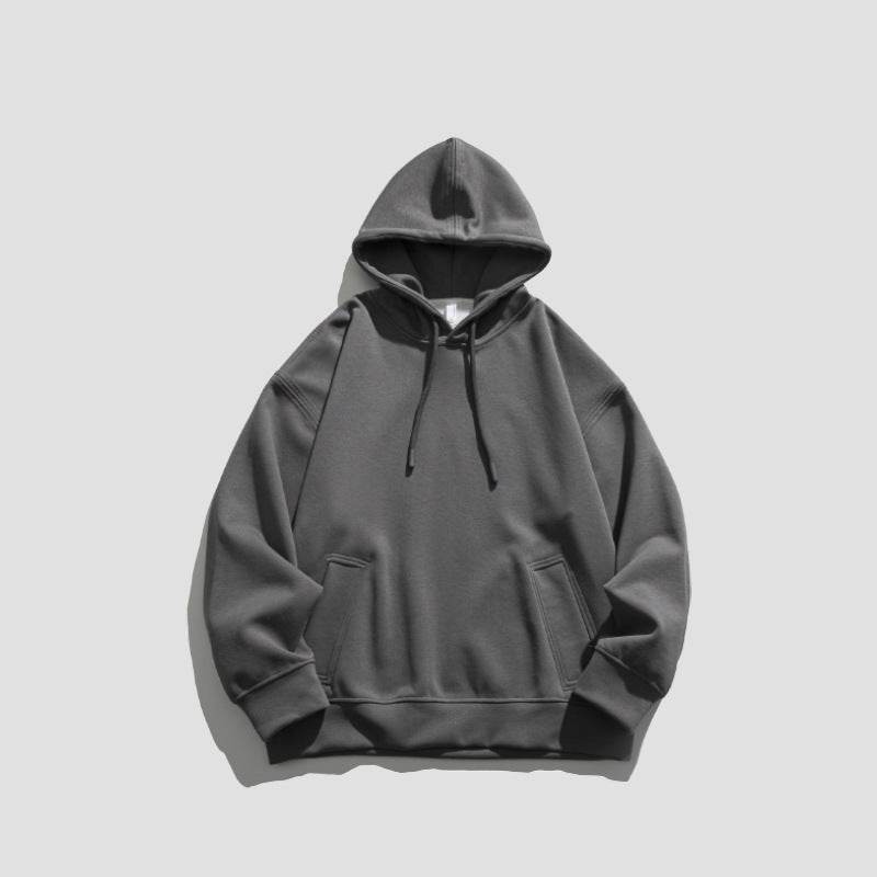 American Retro Loose Fleece Padded Hoodie For Men And Women Volcanic Ash MuddyStock