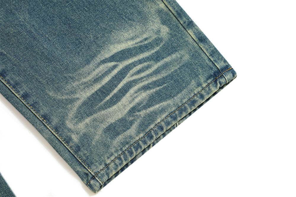 Washed Denim Loose Jeans For Men MuddyStock