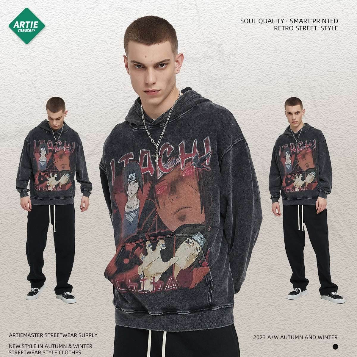 High Street Trendy Anime Shadow Print Men's Sweatshirt | MuddyStock Originals MuddyStock