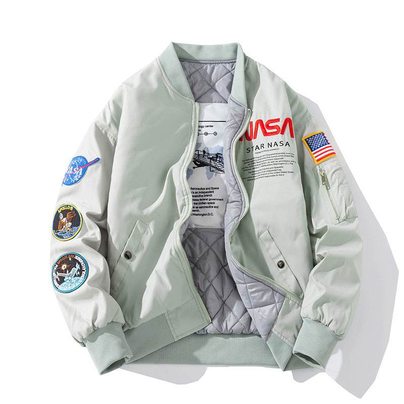 Embroidered Pilot Jacket For Men And Women | MuddyStock Originals Grey Single-Piece for Spring and Autumn MuddyStock