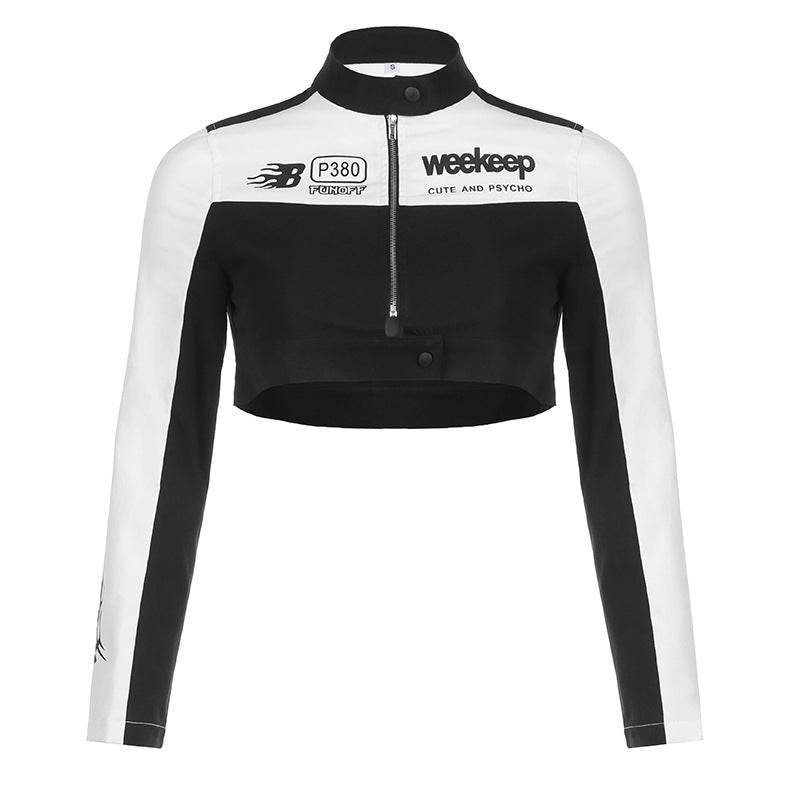 Zipper Short Jacket For Women | MuddyStock Originals Black and White MuddyStock