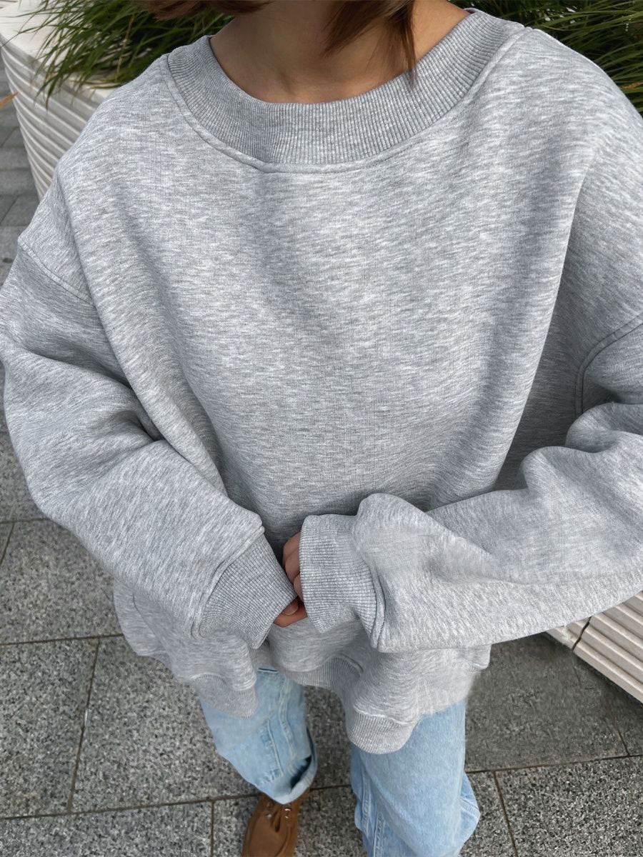 Loose Polar Fleece Sweatshirt For Women | MuddyStock Originals Flower Gray
