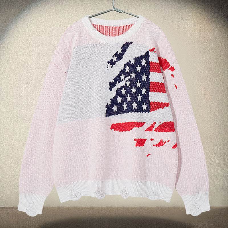 Jacquard Loose Hole Round Neck Long Sleeve Sweatshirt For Men And Women | MuddyStock Originals MuddyStock