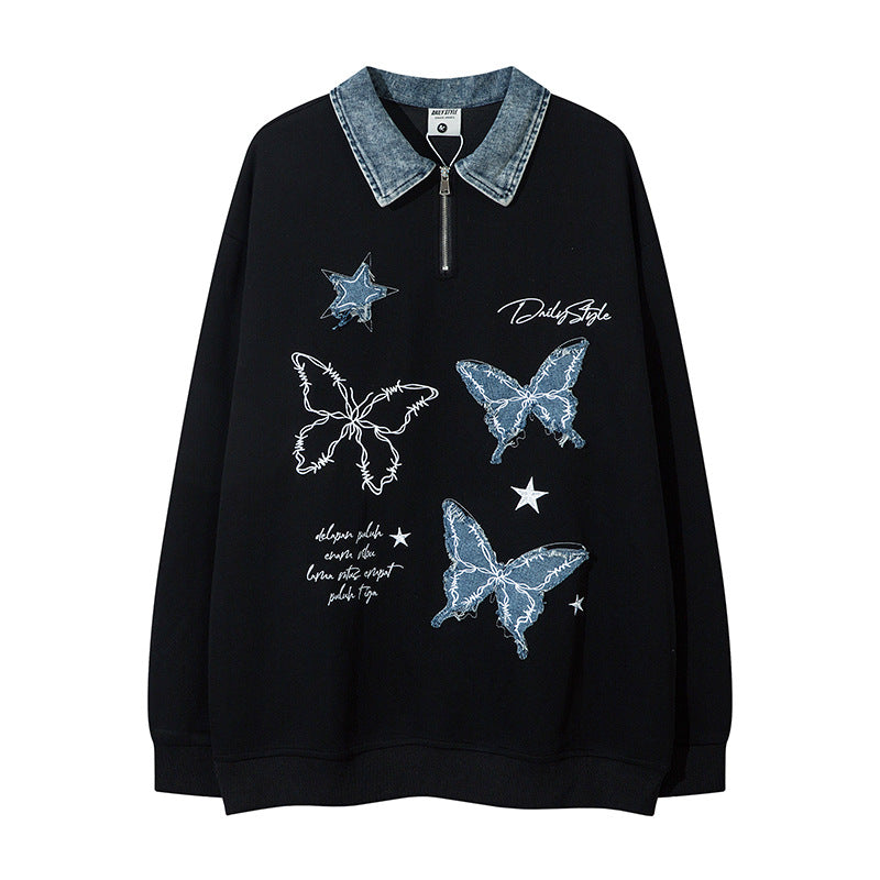 Aesthetic Butterfly Applique Hoodie For Men And Women | MuddyStock Originals Black Regular MuddyStock