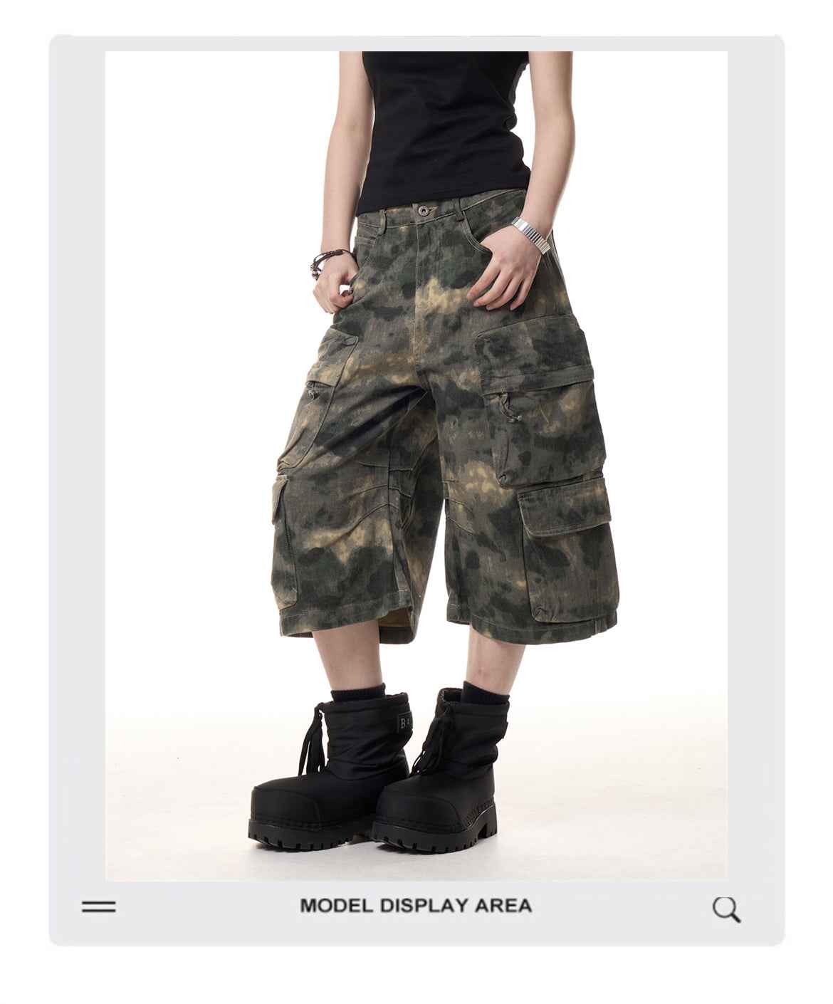 Retro Camouflage Cropped Pants For Women