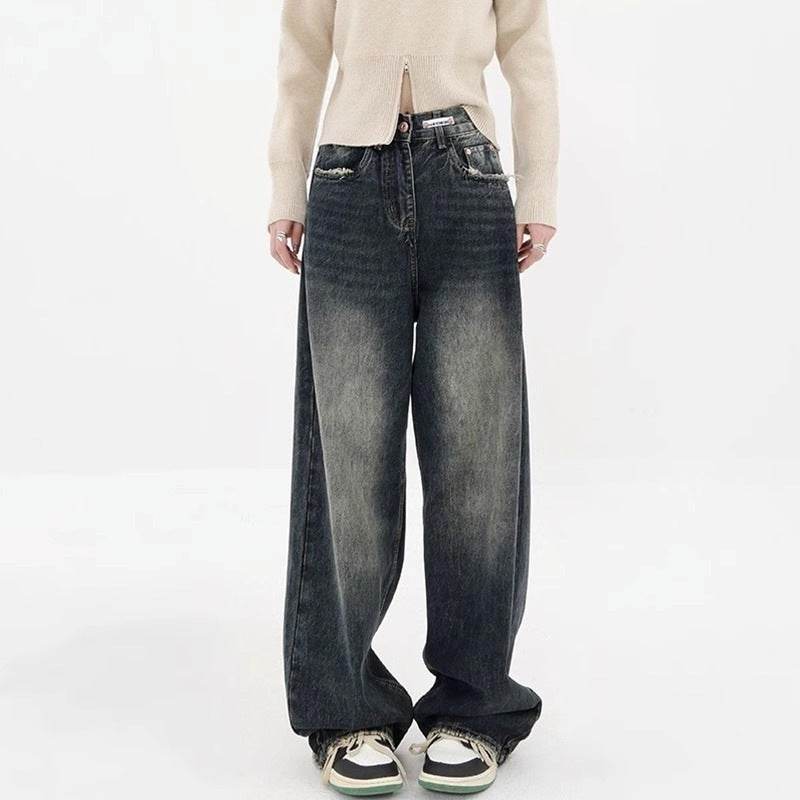 High Waist Wide Leg Jeans Large Size Women MuddyStock