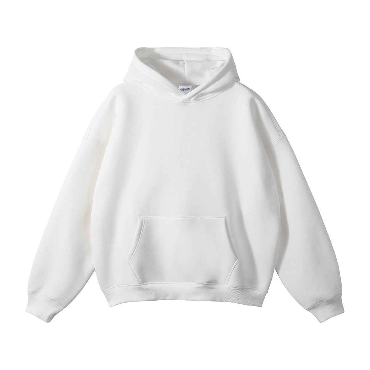 Loose Fleece Trendy Drop Shoulder Hoodie For Men And Women White MuddyStock