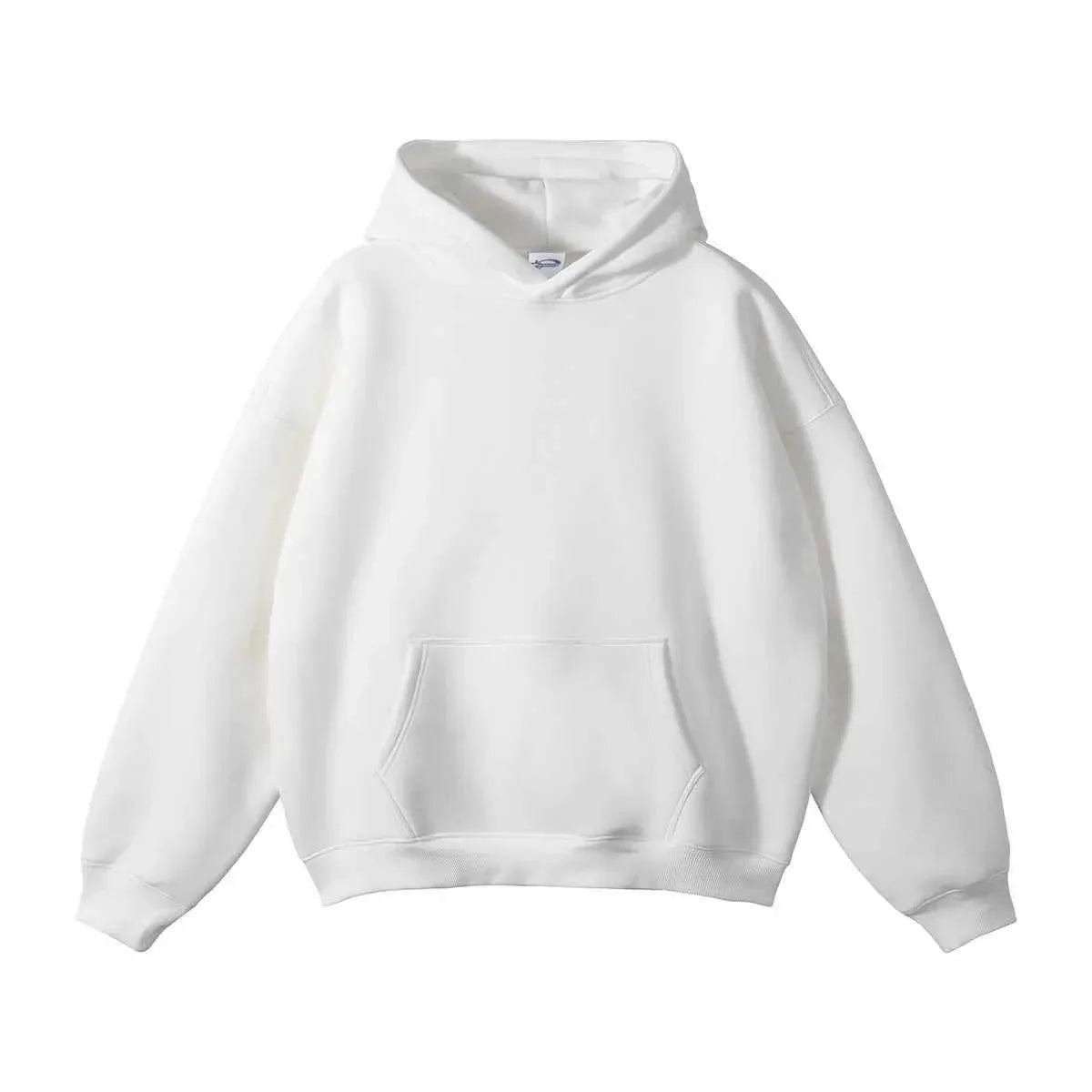 Loose Fleece Trendy Drop Shoulder Hoodie For Men And Women White