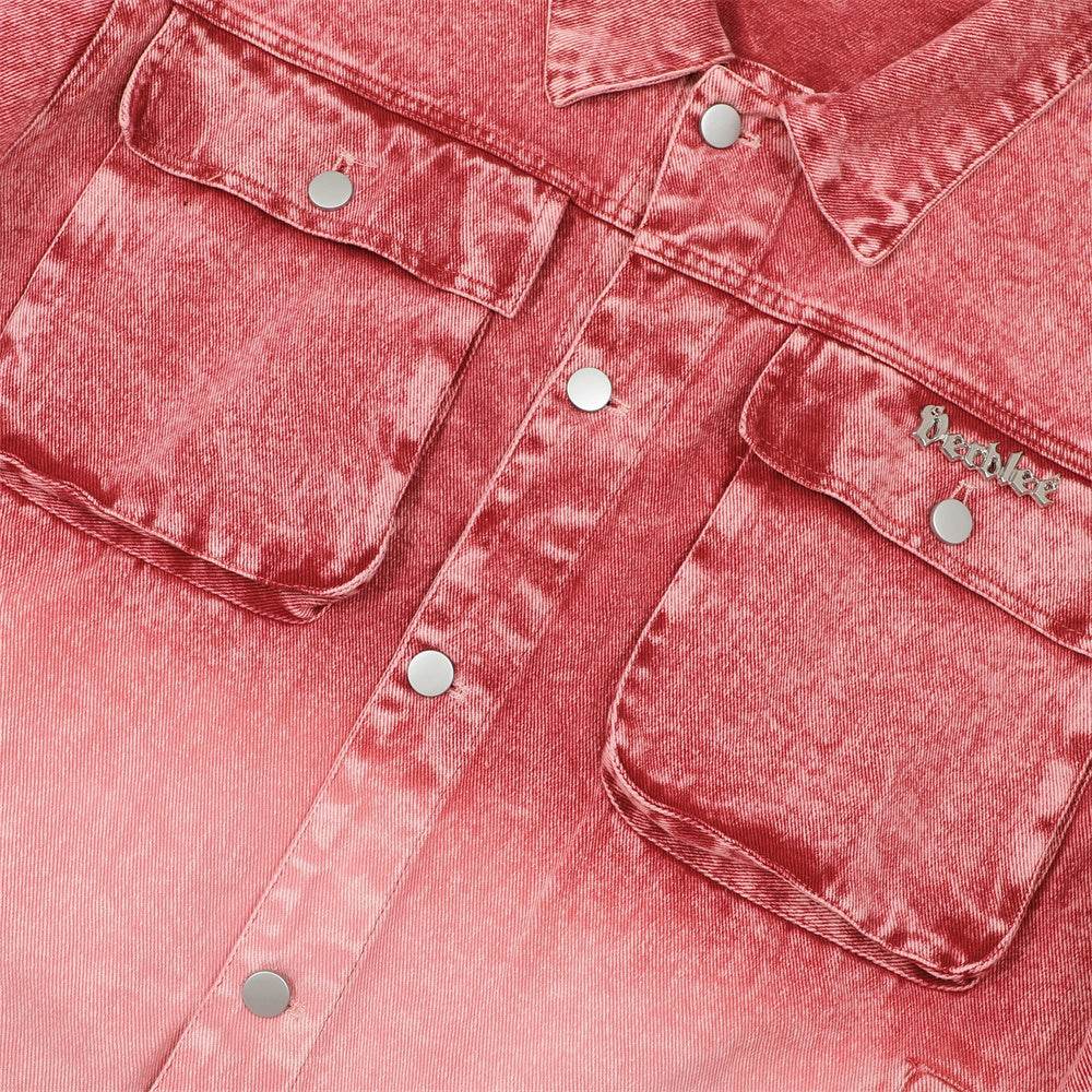 Washed Tie-dye Gradient Denim Jacket For Women MuddyStock