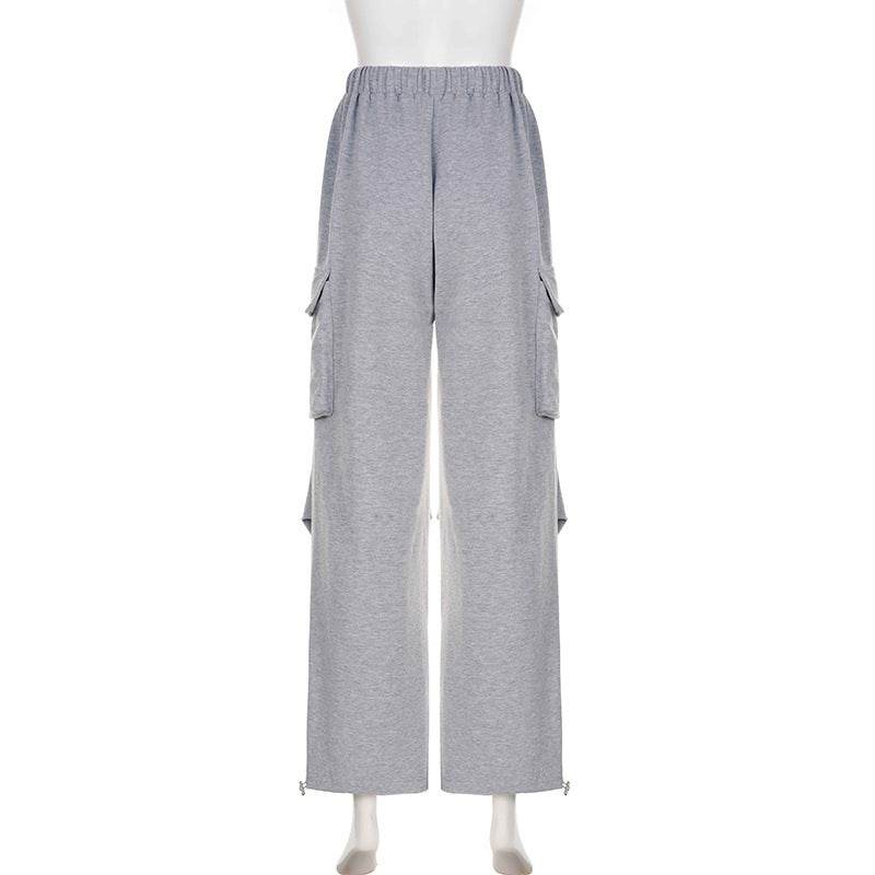 Autumn Sports Style Elastic Waistband Lace-up Casual Trousers MuddyStock