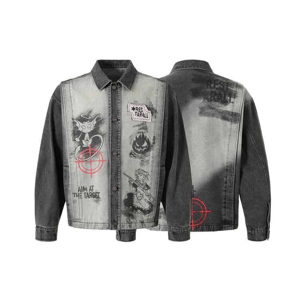 Dark Fun Abstract Demon Printed Jacket For Men