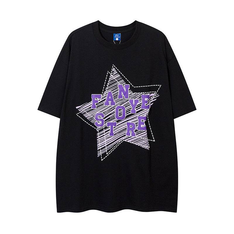 Fashion Five-pointed Star Graffiti Loose For Both Men And Women Black MuddyStock
