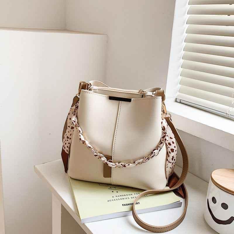 Summer Fashion Shoulder Bag Casual Women Crossbody Bags White With Brown MuddyStock