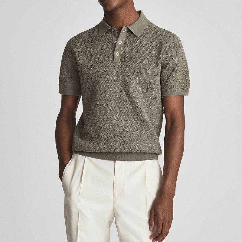 Texture Stitching POLO Short-sleeved Sweater MuddyStock
