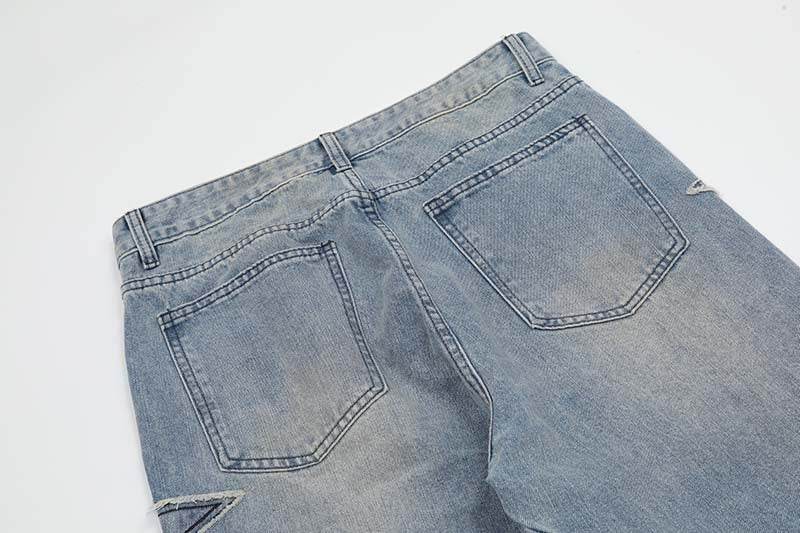 Street Trend Patch Pentagram Cat Whisker Embroidered Jeans Women MuddyStock