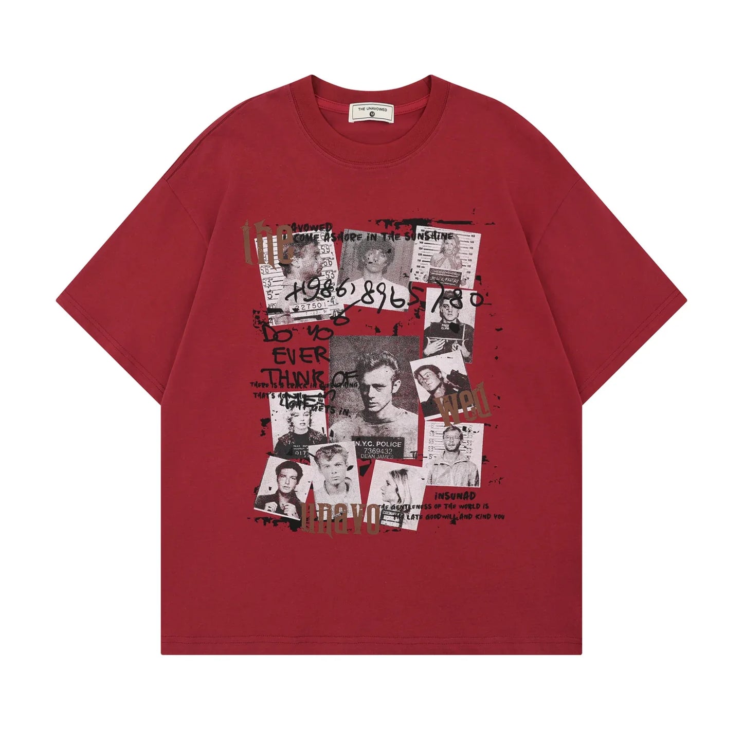 Human Figure Letter Print Crew Neck Short Sleeve T-Shirt For Men | MuddyStock Originals Red eprolo