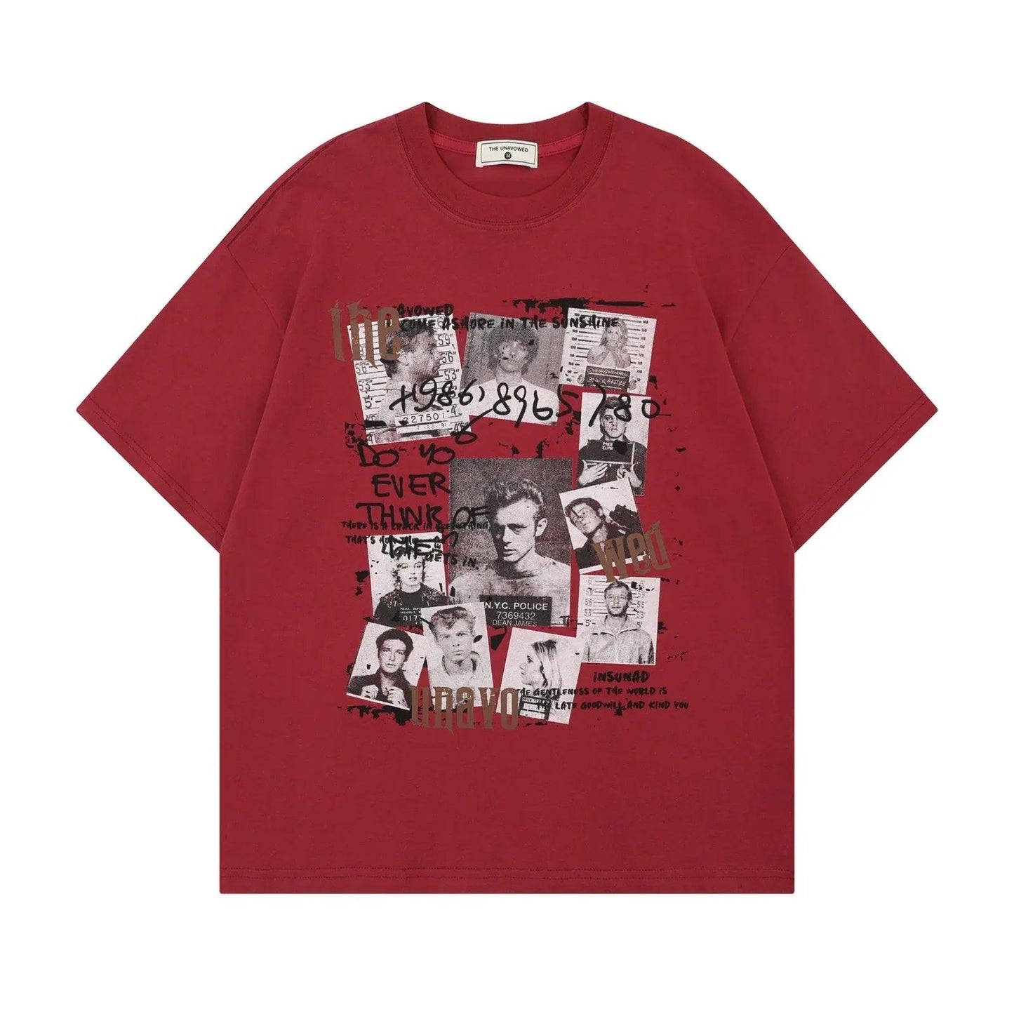 Human Figure Letter Print Crew Neck Short Sleeve T-Shirt For Men | MuddyStock Originals Red
