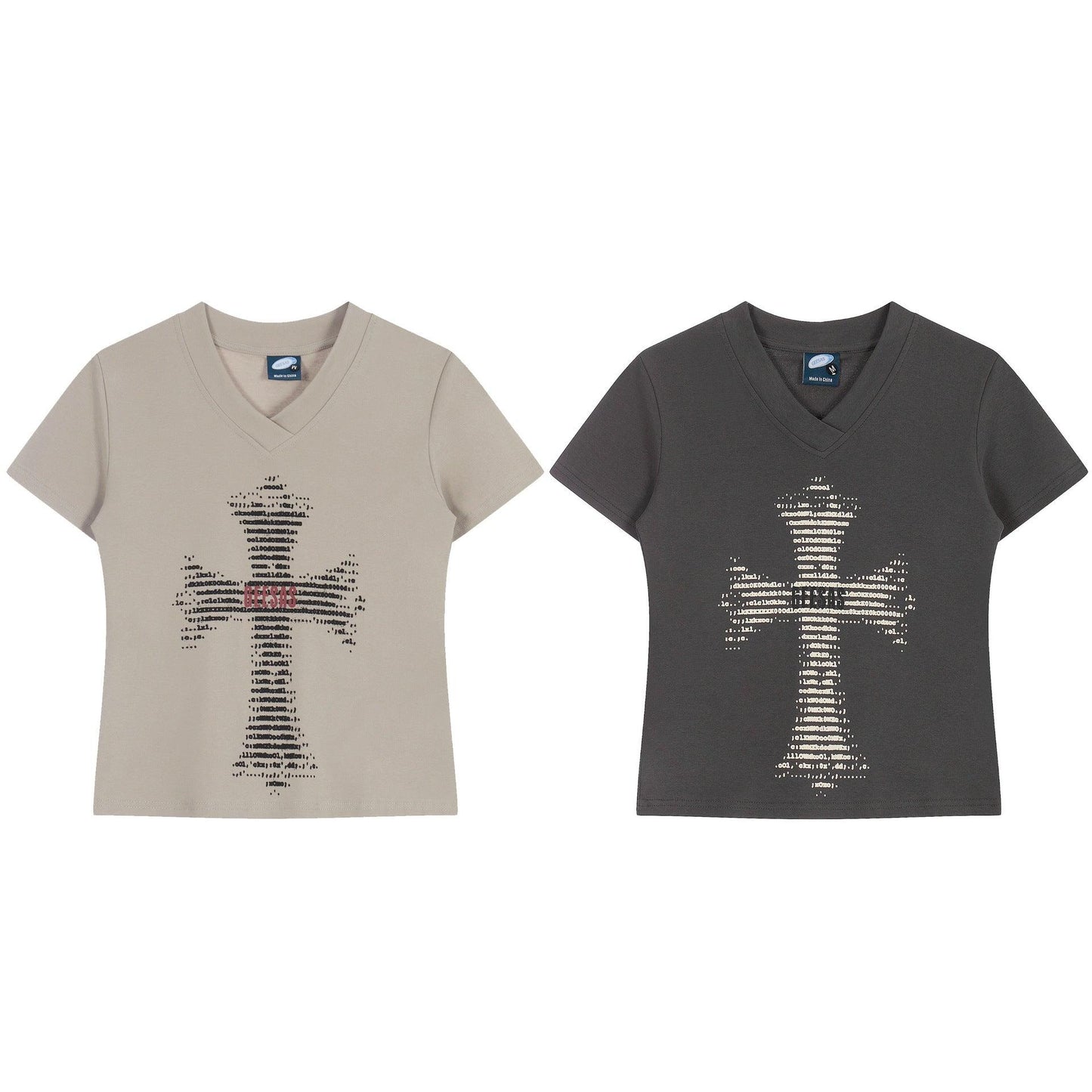 Print V-Neck Short Sleeve T-Shirt for women | MuddyStock Originals
