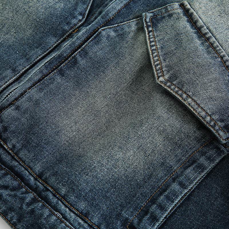 Polo Collar Japanese-style Retro Washed Denim Jacket For Men And Women MuddyStock