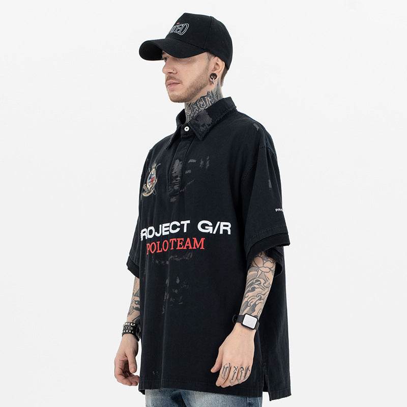 Men's Polo T-shirt with Letter Embroidery | MuddyStock Originals MuddyStock