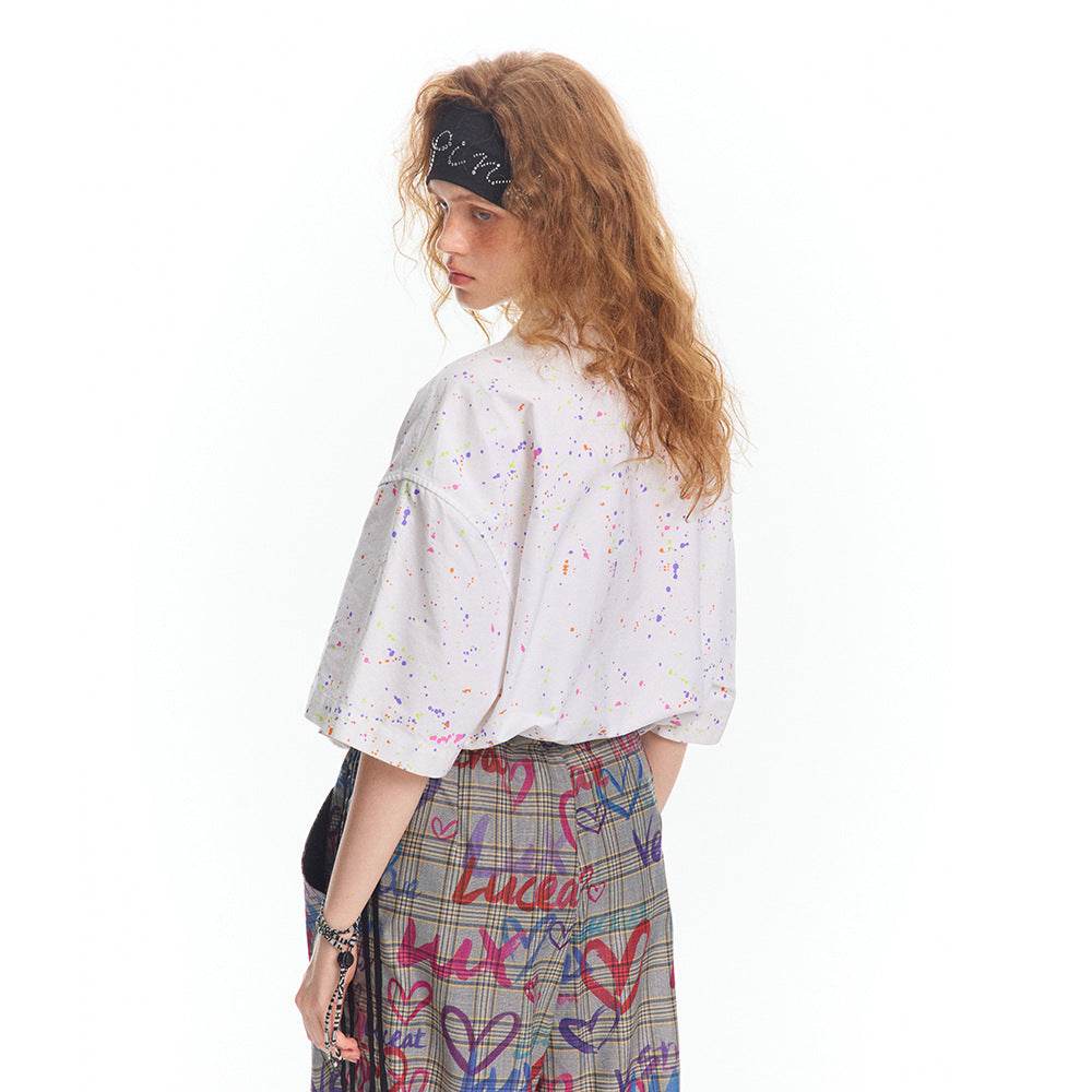 Splash-ink Short-sleeved Shirt For Women MuddyStock