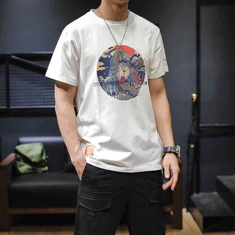 Round neck aesthetic t-shirt white MuddyStock t