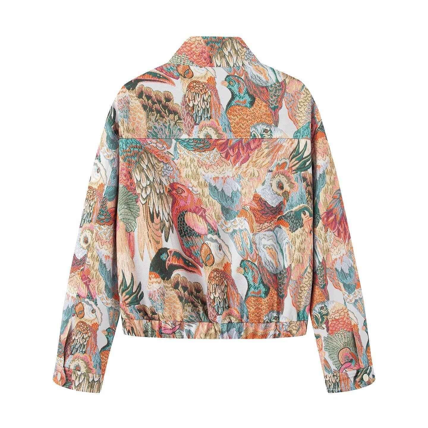 Peacock print zipper jacket for women | MuddyStock Originals
